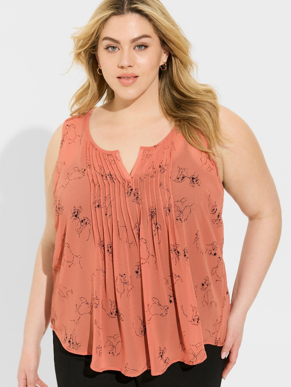 Disney Lady and the Tramp Chiffon Pintuck Blouse Terracotta Torrid Plus Size 00